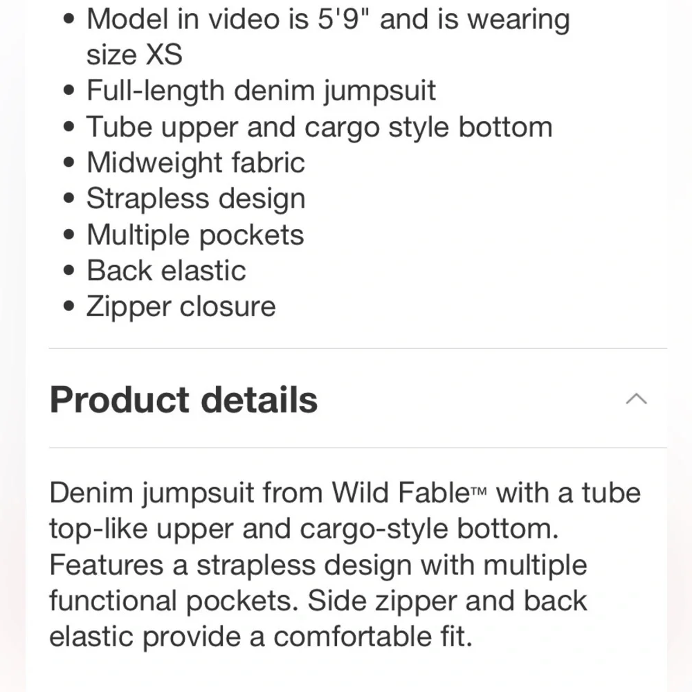 Women's Tube Cargo Denim Jumpsuit - Wild
Fable™ Medium Wash new - Picture 7 of 8
